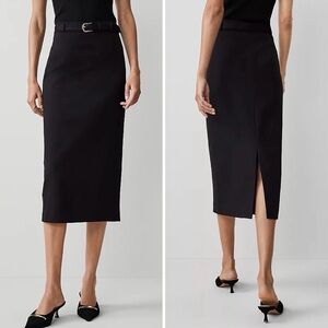 Ann Taylor Black Ponte Midi Pencil Skirt Size 10 Style 840151 EUC